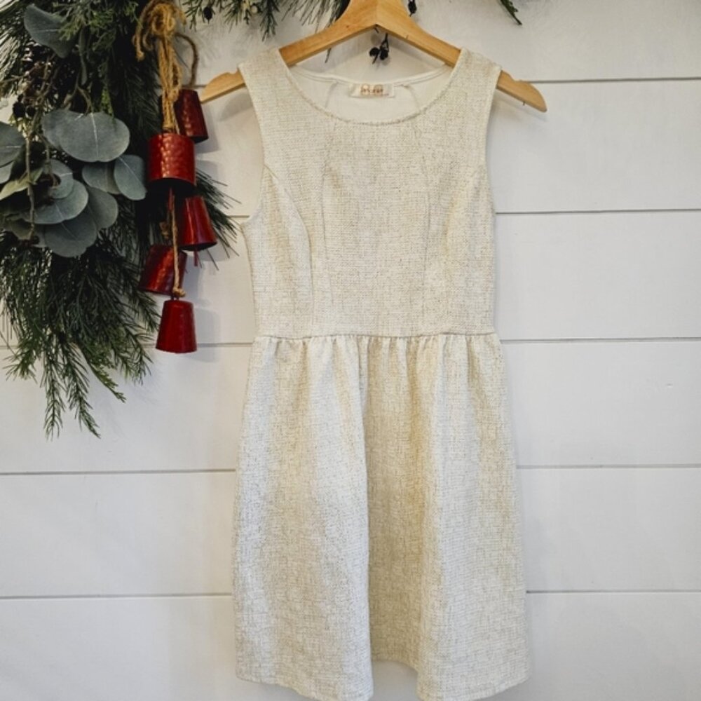 Gold cream shimmery babydoll dress sz small